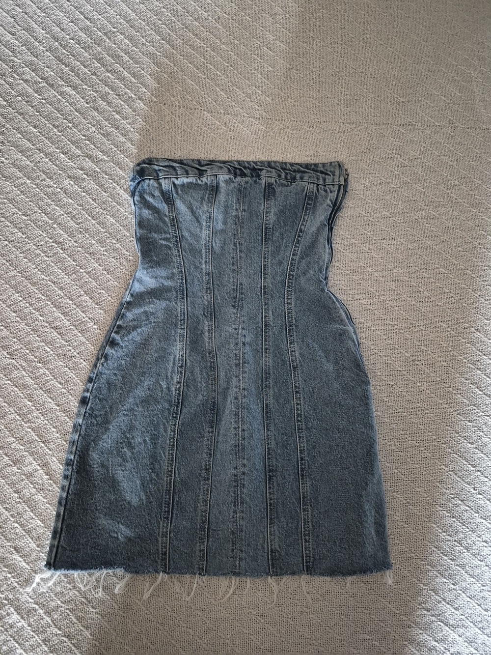Zara Light Blue Strapless Denim Mini Dress - Picture 3 of 6